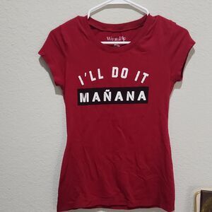 Wound Up Girls Red Graphic Tee Shirt Cotton Crew Neck Size M 7-9 Short Sleeve